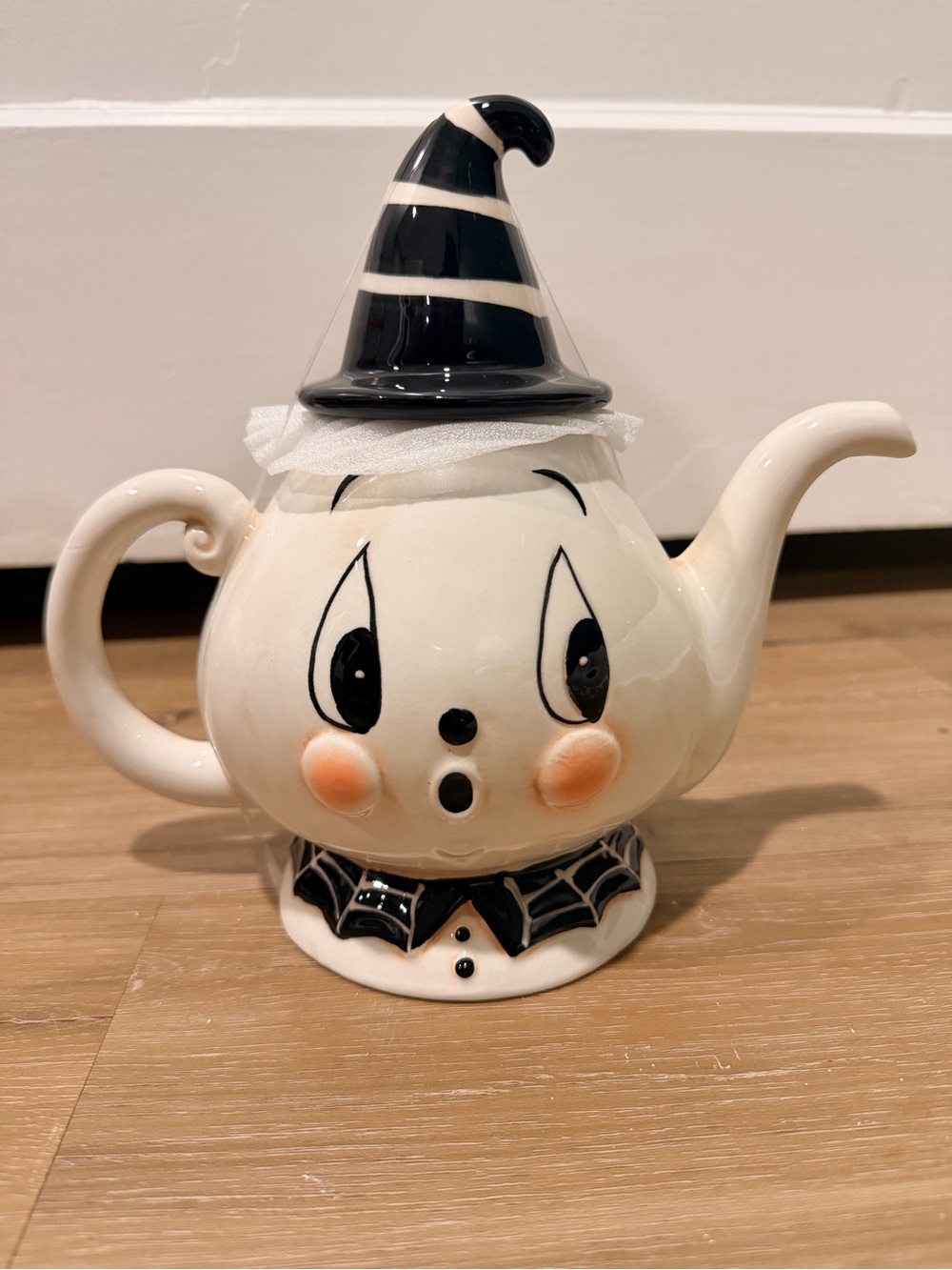 Johanna Parker Ghost Teapot - White and Black Halloween Decor small